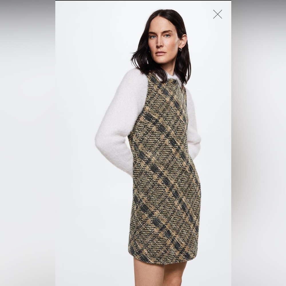 Mango - Tweed pinafore dress